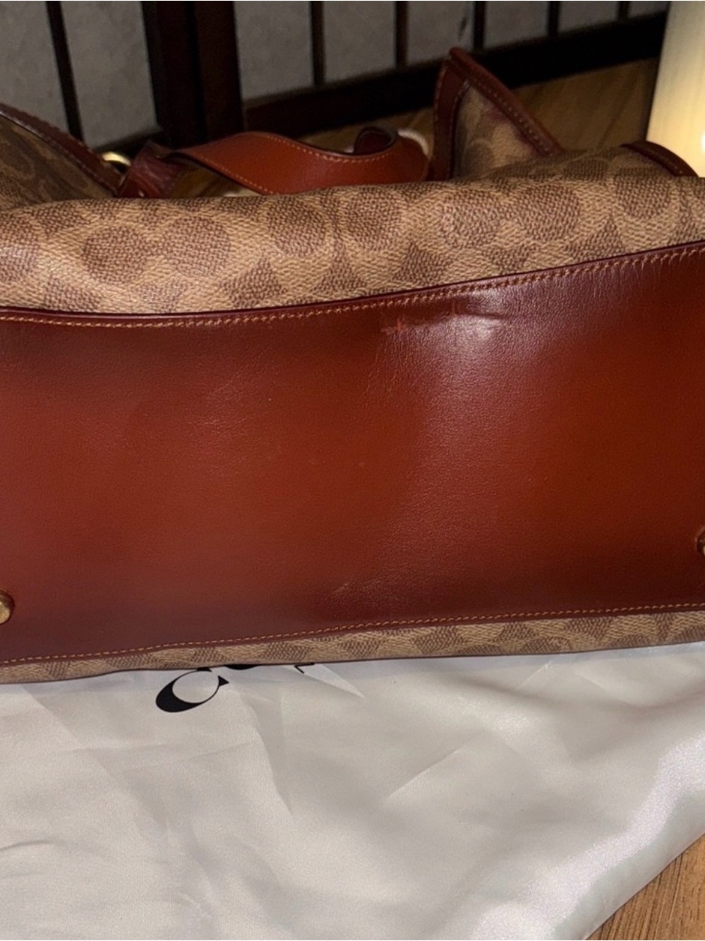 Coach Brown Signature Canvas Tote with Strap - Picture 6 of 10